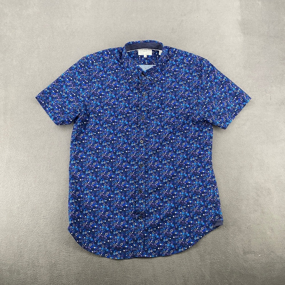 Con.Struct Mens Slim Fit 4-Way Stretch Floral Short Sleeve Button Down Shirt M